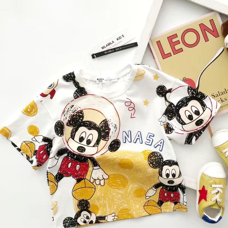 Áo thun cotton hình Mickey cho trẻ từ 80-130cm
