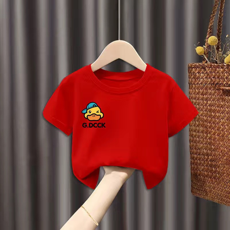 Áo thun ngắn tay trẻ em logo chú vịt (90-150cm)