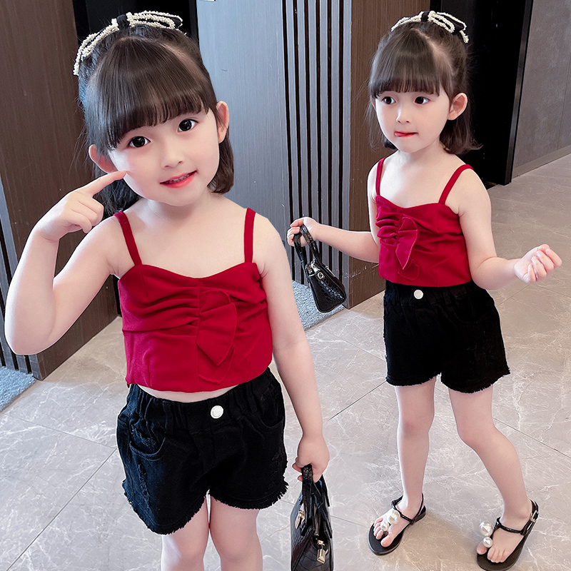 Áo dây màu đỏ dành cho bé gái từ 1-5 tuổi