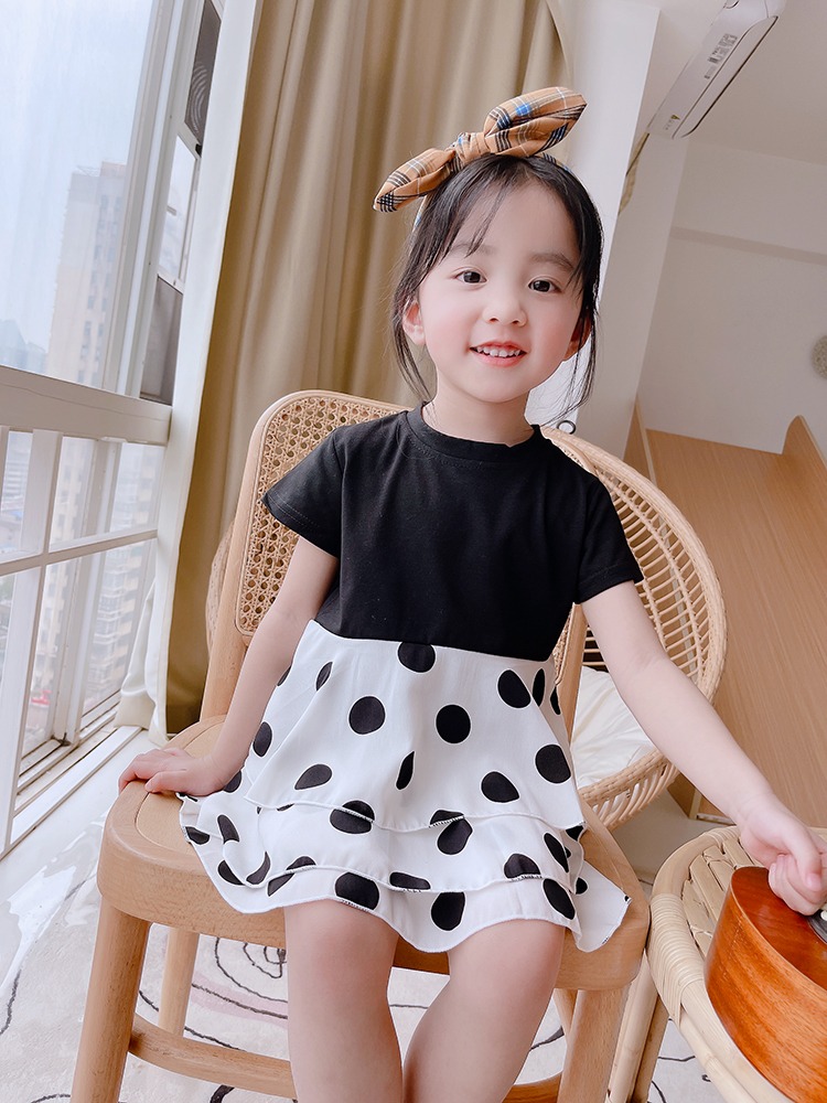 Váy chấm bi bé gái 2022 mùa hè mới phiên bản Hàn Quốc