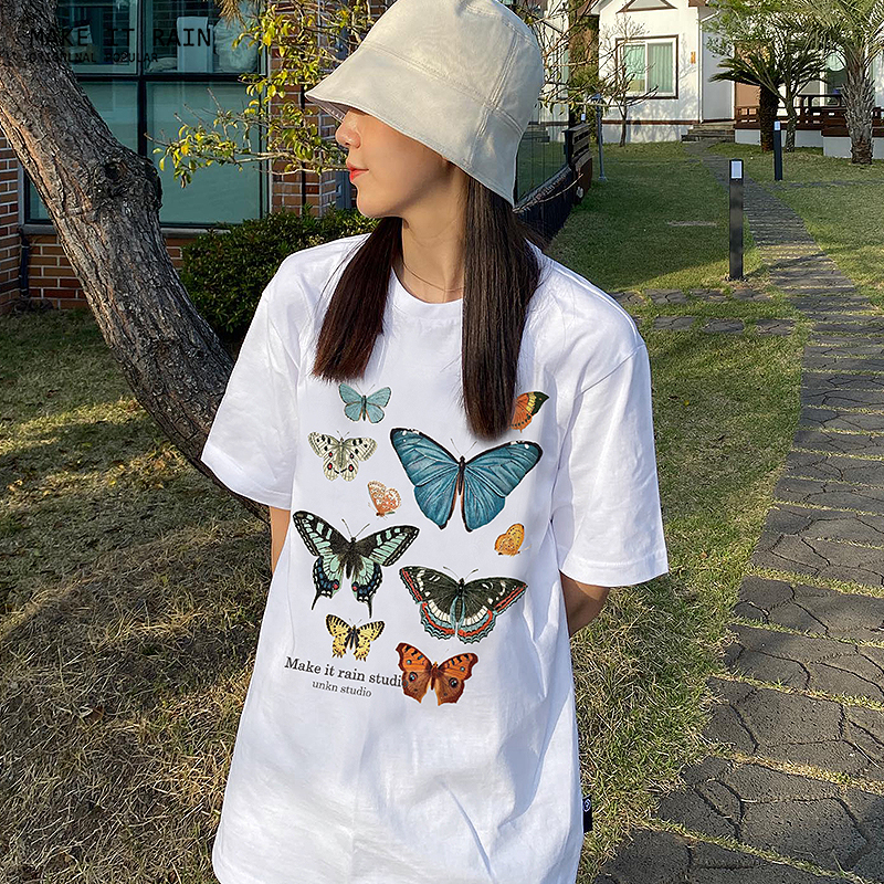 Áo thun ngắn tay phong cách thiết kế in hình bướm